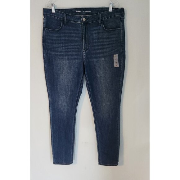 OLD NAVY Jeans High Rise Super Skinny Women's Size 16 Stretch Dark Blue NWT NEW - Picture 4 of 11